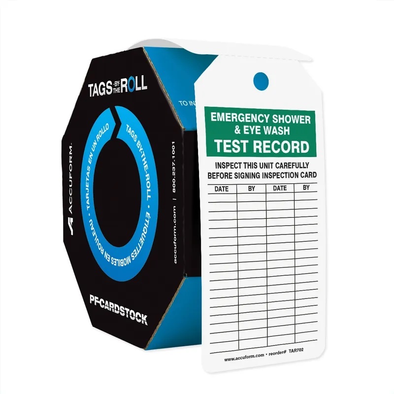 EYEWASH TEST RECORD TAGS 100/RL - Flammable Storage Cabinets